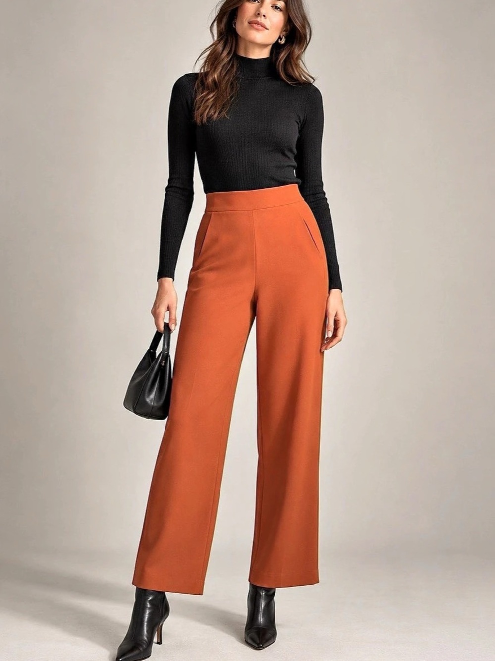 Like New Aritzia Wilfred Rust High Rise Wide Leg Crepe Trousers Size 2